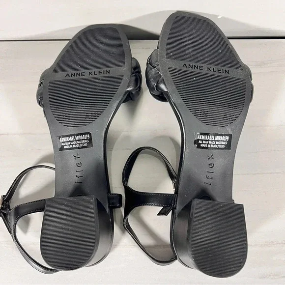 Anne Klein Mirabel Womens Faux Leather Open Toe Block Heel Black Size 8 - Picture 6 of 8